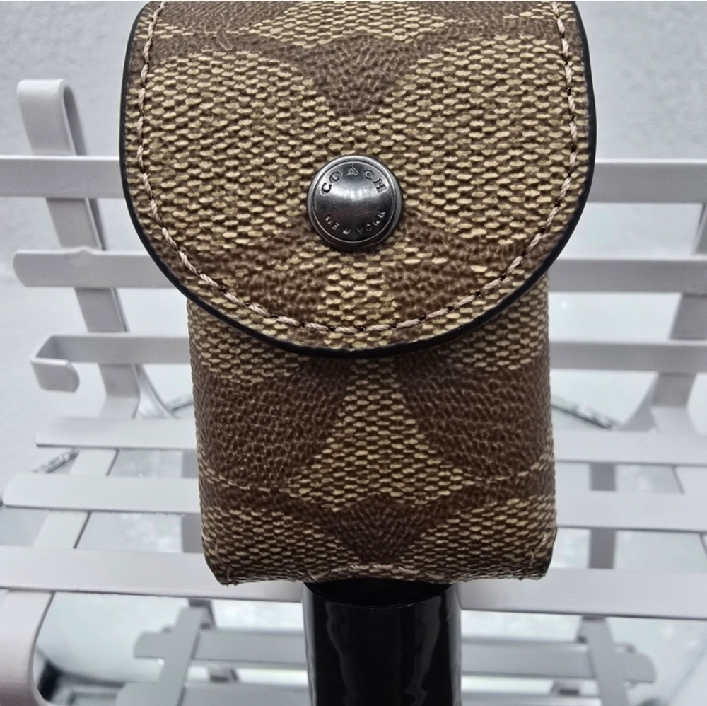 Coach Hand Sanitizer Holder Refillable Signature Logo Khaki Bag Charm - Picture 2 of 10